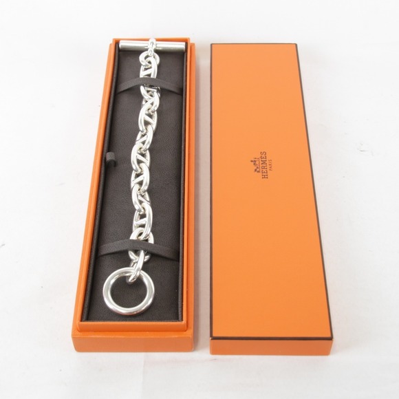 HERMES 11-link, 101g Chaine d'Ancre TGM Bracelet in 925 Silver for Women - Picture 1 of 8